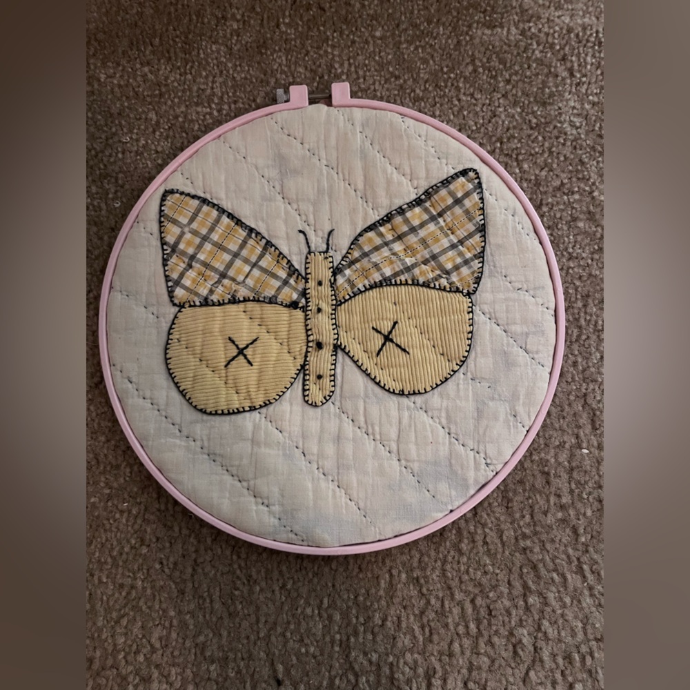Embroidered Butterfly Wall Art